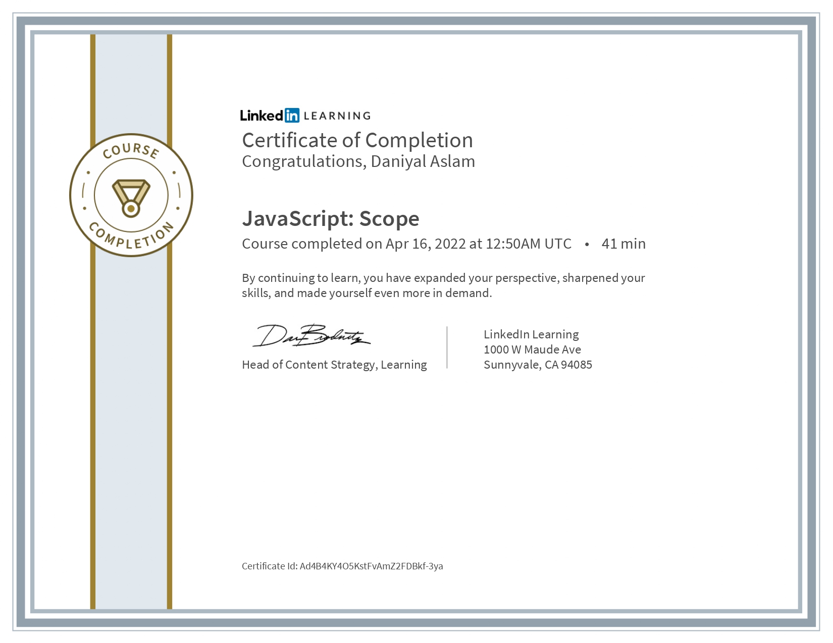 Certificate Of Completion_JavaScript Scope